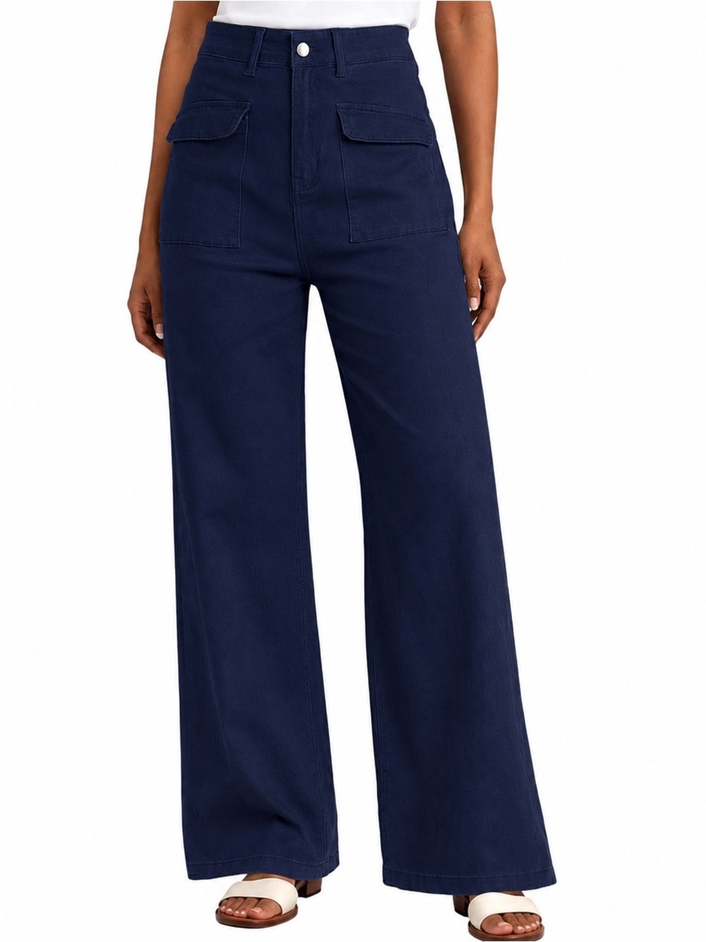 Dokotoo | High-Rise Wide Leg Navy Utility Pants Jeans 6
